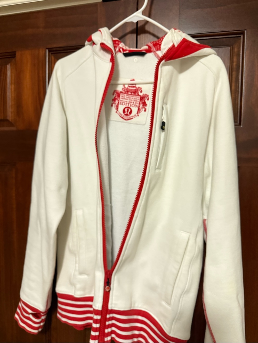 lululemon “non athletic Olympic event” edition White/Red Hooded Zip hoodie
